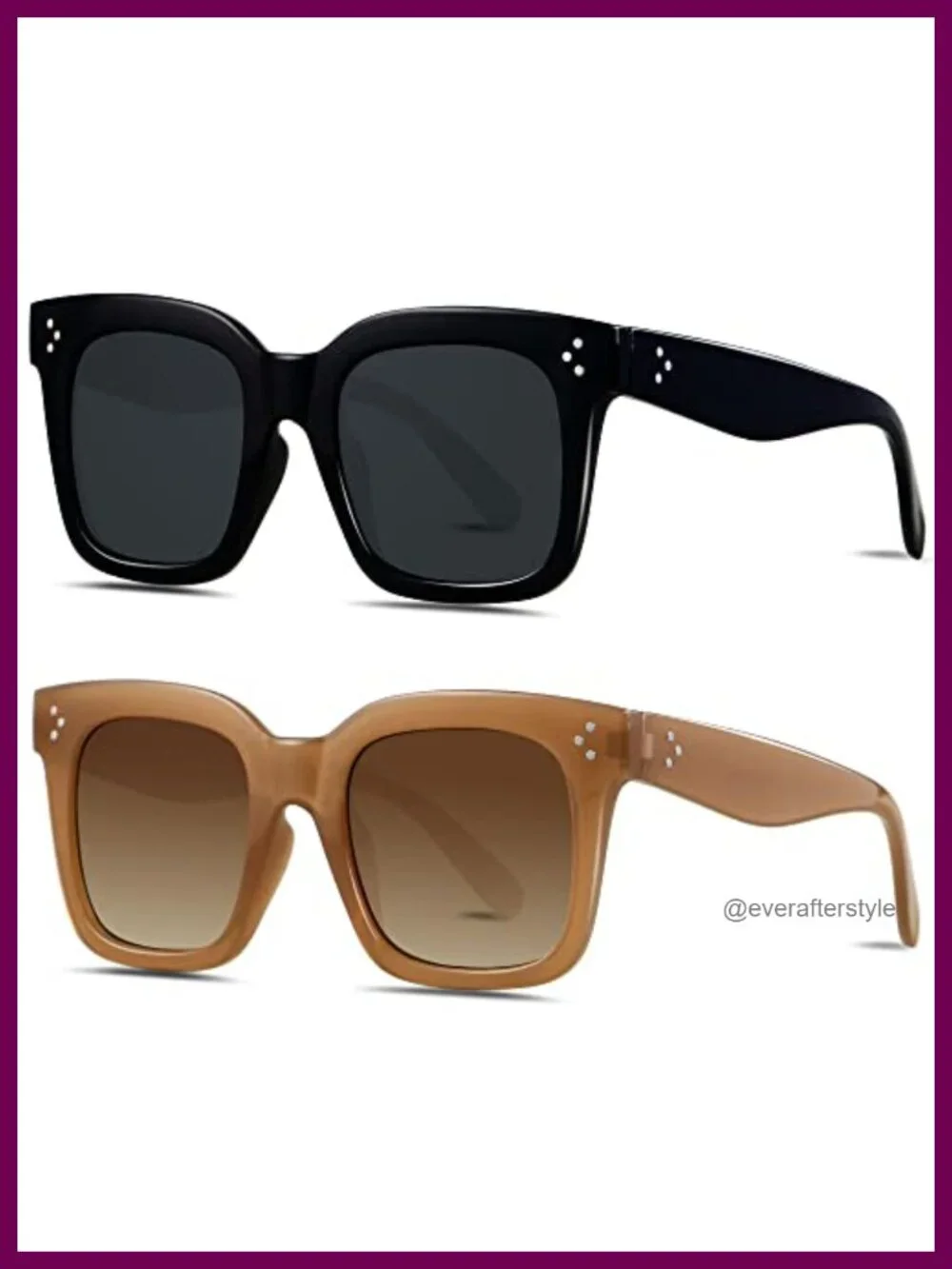 Oversized Square Sunglasses Women UV400 Protection Plastic Frame Retro Shades